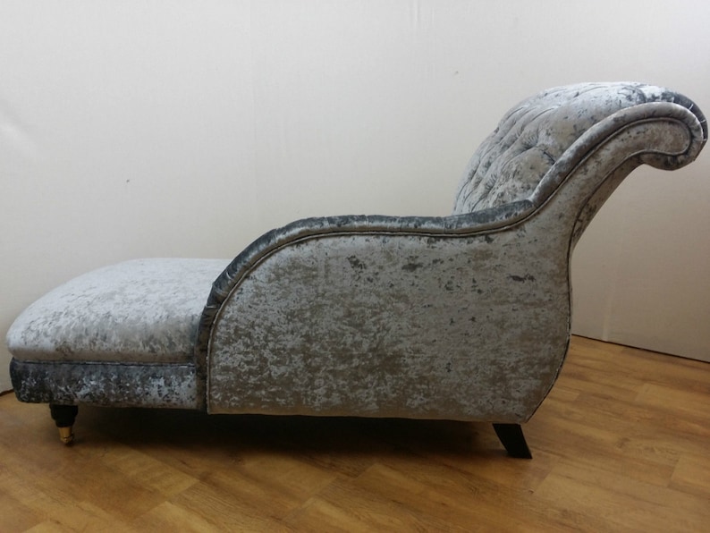 Steel Grey Crushed Velvet Chaise Lounge Etsy