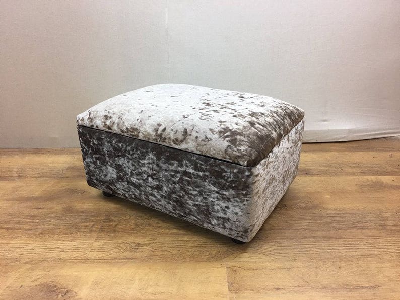Small Champagne Crushed Velvet Footstool/storage Box/pouffe Etsy UK