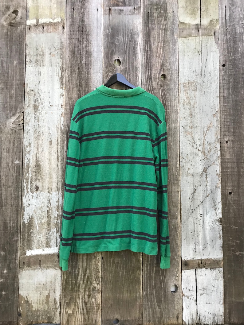 Mens Vintage Clothing Faded Rugby Polo Long Sleeve Rugby Polo Excellent 90s Rugby Polo Mens Long Sleeve Rugby Polo Green Polo L