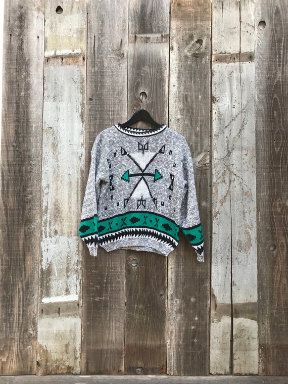 Beautiful 80s Sweater | 80s Tribal Sweater | Women