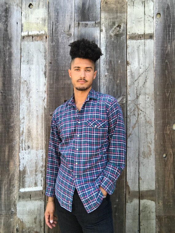 90s Lands End Flannel Shirt | Soft Mens Flannel Sh
