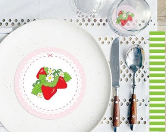 Strawberry Birthday summer party place setting