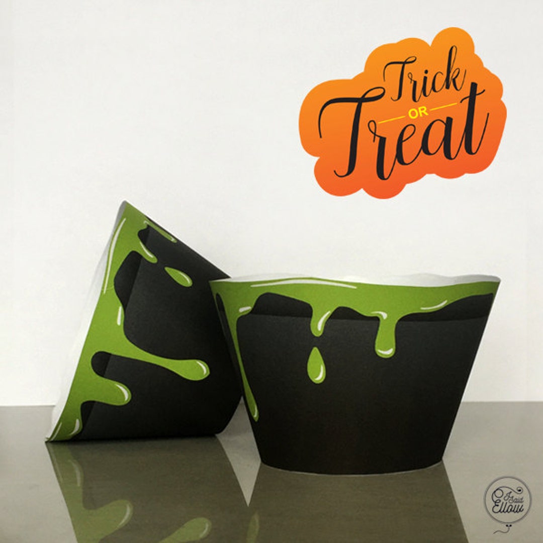 Green Slime | Halloween Witch's Cauldron Cupcake Wrapper Printable - Etsy