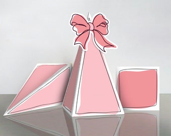 Pink Bow Party Favor box (printable)