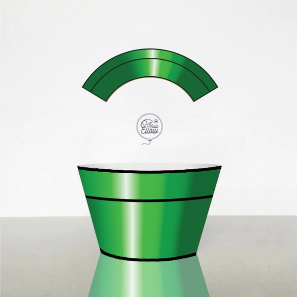 Green Flower Pot game cupcake wrapper