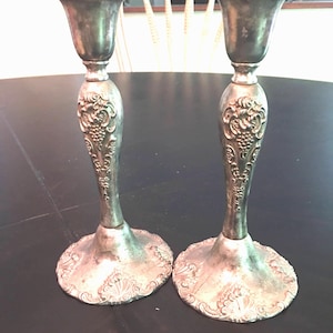 Vintage Godinger Silver Plated Candlestick  Holders, Set of 2