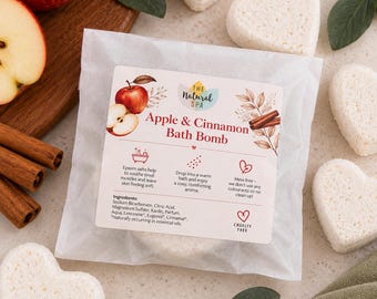Apple & Cinnamon Aromatherapy Bath Bomb | Natural Relaxing Bath Fizzers for Stress Relief and Calm | Pack of 1