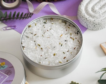 Lavender Lime Bath Soak | Natural Mineral Bath Salts Tin UK
