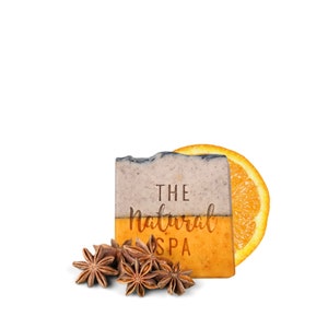 Spiced Orange Soap Bar Handcrafted Vegan Soap, Nourishing Bathing Cleansers All Skin Types, Zero Waste Travel Soap Cocoa Butter Almond Oil image 6