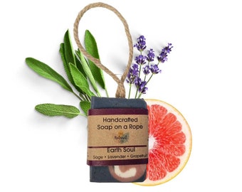 Earth Soul Soap on a Rope 100g - Clary Sage / Lavender / Grapefruit