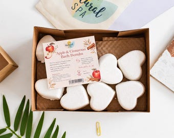 Apple & Cinnamon Aromatherapy Bath Bombs | Box of 25 | Natural Relaxing Bath Fizzers for Stress Relief and Calm | Vegan, Plastic-Free