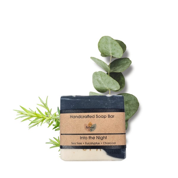 Into the Night Soap, Zero Waste, Eucalyptus, Vegan Soap, Spa Gift Set, Natural, Handmade, Gift for her,  charcoal soap, Soap,Home, self care