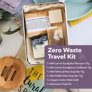 Earth Zero Waste Travel Kit, Travel Tin Gift Set with 1 Shampoo Bar , 1 Conditioner Bar and 2 Soap Bars Patchouli Mulled Wine image 6