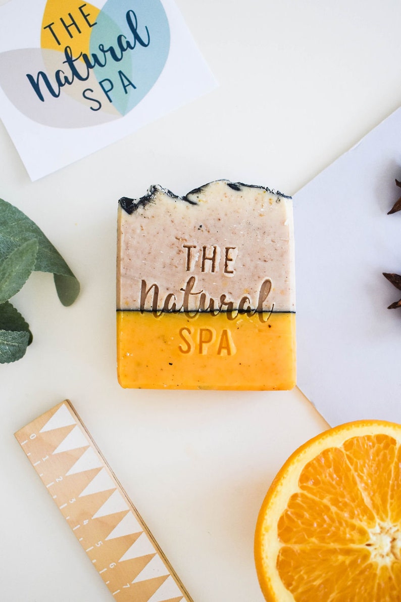 Spiced Orange Soap Bar Handcrafted Vegan Soap, Nourishing Bathing Cleansers All Skin Types, Zero Waste Travel Soap Cocoa Butter Almond Oil image 2