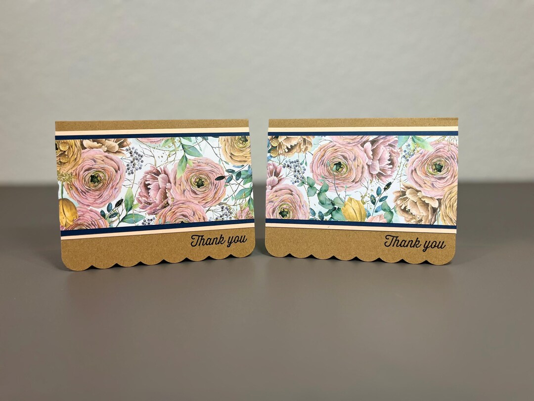 Floral Thank You Greeting Card Set - Set of Two Cards - Etsy