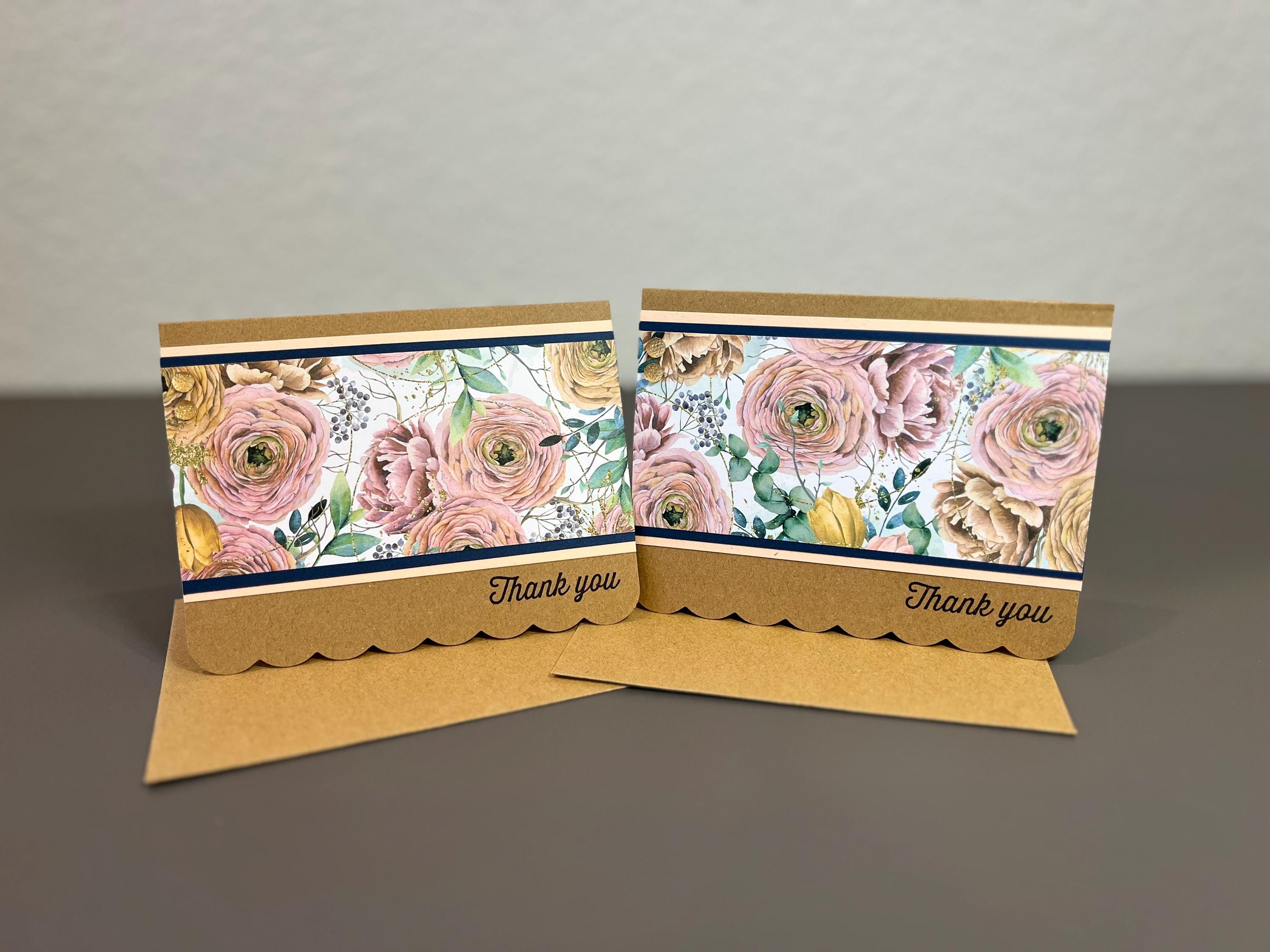 Floral Thank You Greeting Card Set - Set of Two Cards - Etsy