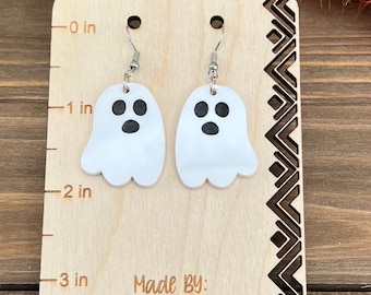 Ghost hangoorbellen, Ghost Halloween hangoorbellen, Ghost gegoten acryl hangoorbellen, acryl Halloween-oorbellen