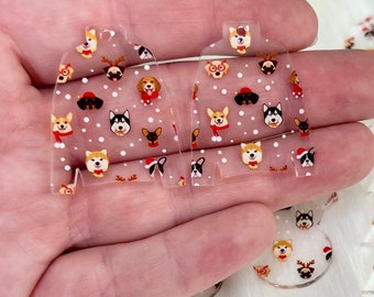 Christmas Dog Printed Acrylic Earring NO HARDWARE BLANKS Only, Cute Dog Christmas Earring Blanks, Laser Cut Dog Christmas Earring Blanks