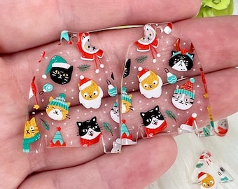 Christmas Cat Sweaters Printed Acrylic Earring BLANKS Only, NO HARDWARE, Cute Cat Christmas Earring Blanks, Printed Acrylic Cat Christmas