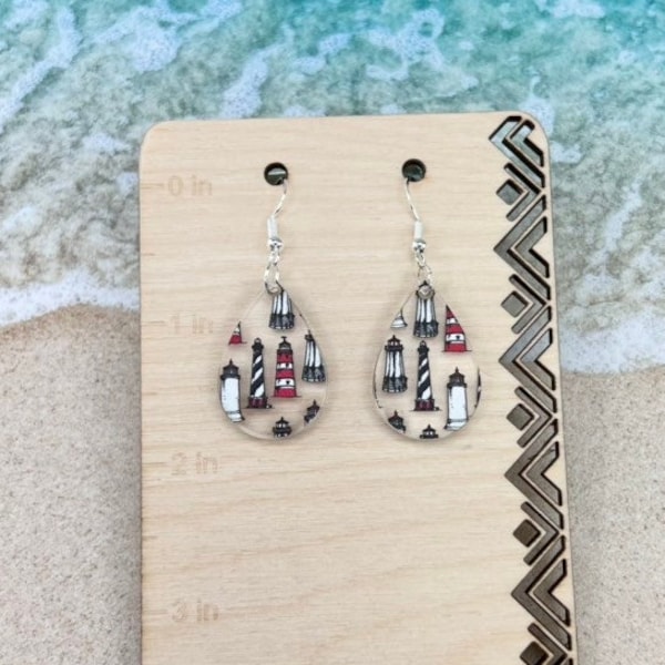 Lighthouse Dangle Earrings, Lighthouse Earrings, Lighthouse Jewelry, Lighthouse Swimsuit Earrings