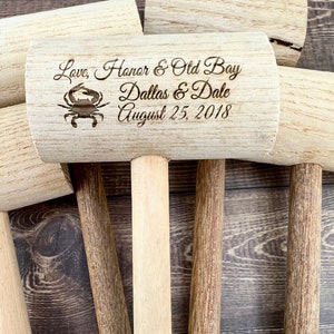 Custom Engraved Crab Mallet, Custom Crab Mallet, Wedding Crab Mallet Favor, Beach Wedding Favor, Beach Wedding Mallets, Maryland Wedding,