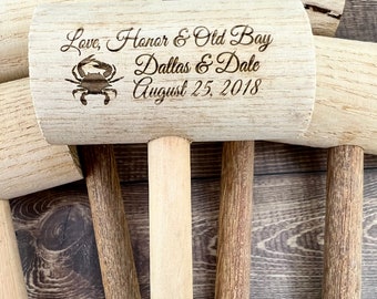 Custom Engraved Crab Mallet, Custom Crab Mallet, Wedding Crab Mallet Favor, Beach Wedding Favor, Beach Wedding Mallets, Maryland Wedding,