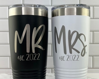 Vasos grabados para Sr. y Sra., Copas para novios, Vasos de boda, Vasos para recién casados, Vasos de regalo de boda, Juego de vasos de boda,
