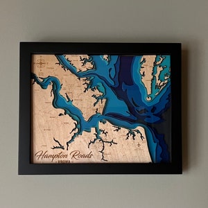 Toppgrafische Karte von Hampton Roads Virginia, 3D Karte von Hampton Roads Virginia
