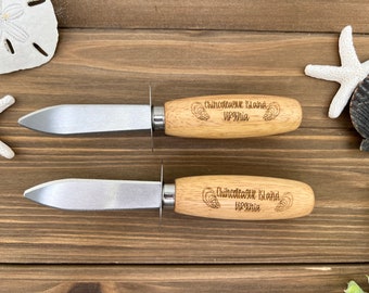 Engraved Oyster Shucking Knife, Chincoteague Island Oyster Shucking Knive