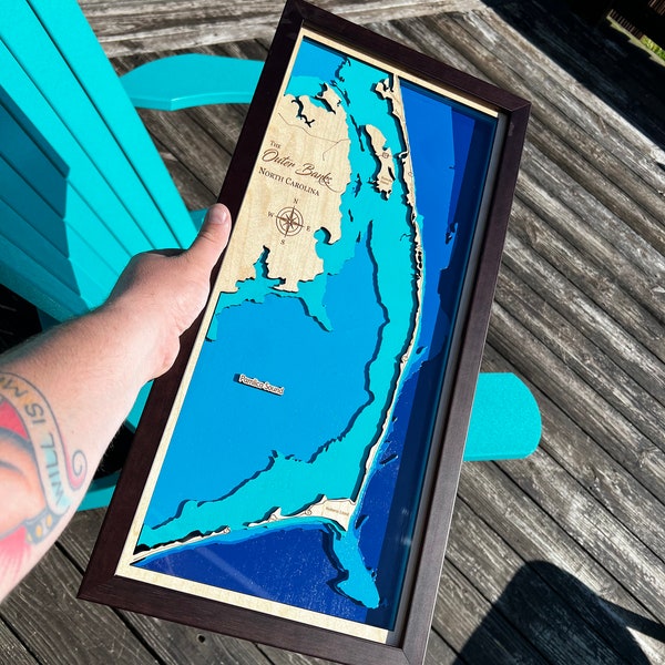 Topographic Map of Outer Banks - Etsy Ireland