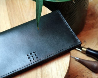 Handmade Long Leather Zip Purse