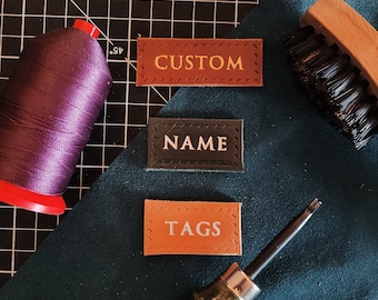 Personalized Leather Name Tags, Custom Veg Tanned Labels