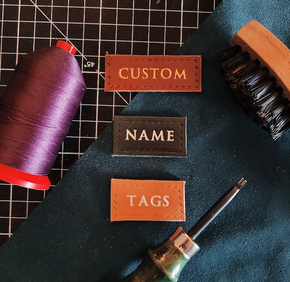 Personalised Name Tags Custom Leather Labels Personalized Etsy
