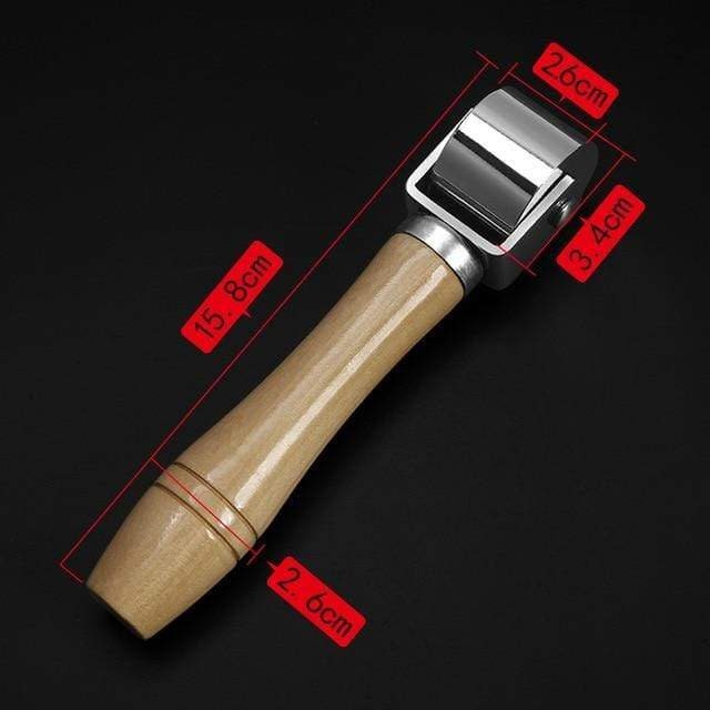 Leatherworking Roller – Carbon Steel Rolling Tool With Wooden Handle, 100mm, For Glue Bonding, Edge Smoothing, And Leathercraft