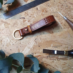 Personalised Leather Keyring with Embossed Name