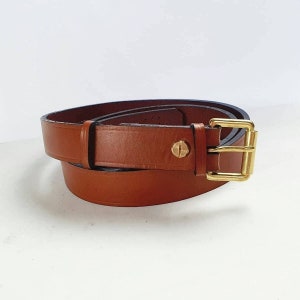 Tan Personalised Leather Belt - Unisex - Slim 25mm