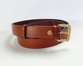 Tan Personalised Leather Belt - Unisex - Slim 25mm