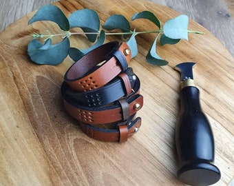 Personalised Handmade Leather Bracelet in 4 sizes
