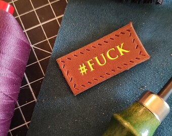 Rude Personalized Leather Name Tag, Offensive Gift