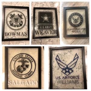 Personalized US Military Glass Frame (Marine Corps USMC, Navy, Coast Guard, Army, Air Force)
