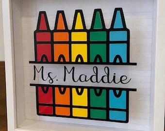 Teacher 5 Crayon Shadowbox Gift | Teacher Appreciation | End of Year Gift