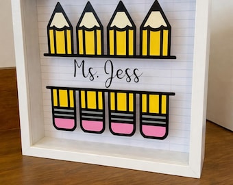 Teacher Pencil Shadowbox Gift | Teacher Appreciation | End of Year Gift