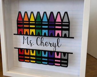 Teacher 8 Crayon Shadowbox Gift | Teacher Appreciation | End of Year Gift