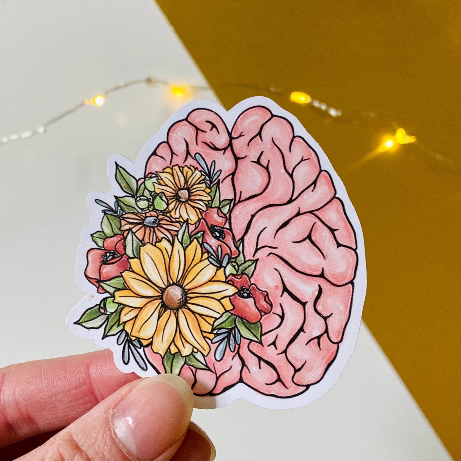 Floral Brain Sticker Mental Health Psychology Etsy