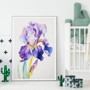Iris Blumen / Botanischer Garten / Aquarellmalerei Wandkunst - Versandkostenfrei