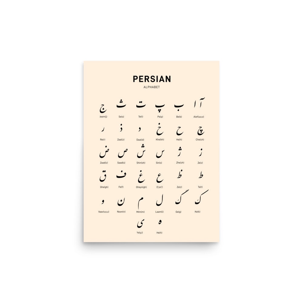 Persian Alphabet Wall Art Farsi Script Art Print/gift Kids - Etsy