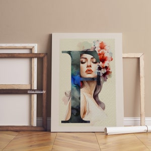 F como Femenina, Belleza Femenina - Pintura de Acuarela / Envío Gratis