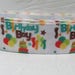 Grosgrain ribbon 7/8" birthday boy on white background sold by the yard