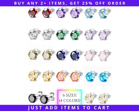 Boucles D'Oreilles 4 Rangées Zirconium Multicolore | Acier Inoxydable | Neuf Avec étiquettes