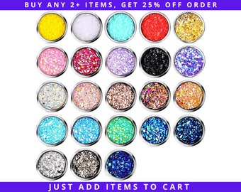 8/10/12mm Druzy Stud Earrings, Hypoallergenic Stainless Steel, Faux Geode Iridescent Glittery Boho Hippie Jewelry Unisex Women Drusy Bezel